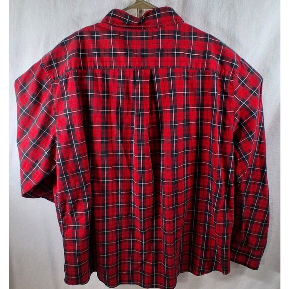 Chaps Shirt Mens 2XL XXL Red Plaid Long Sleeve Button Down Easy Care Casual Flaw - Picture 4 of 14